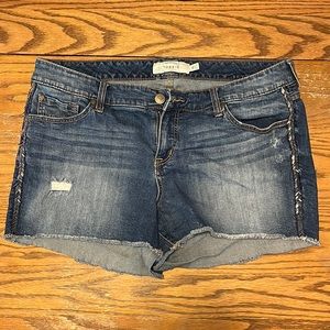 Torrid Denim Shorts Distressed Medium Wash Beaded